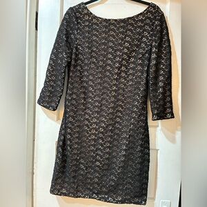 Diane Von Furstenberg Black Lace Long Sleeve Dress